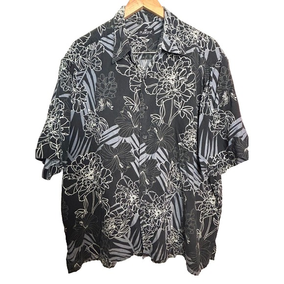 Fusione Silk Blend Shirt Men's XL Floral Button Down Collar Top Tropical - Picture 1 of 12